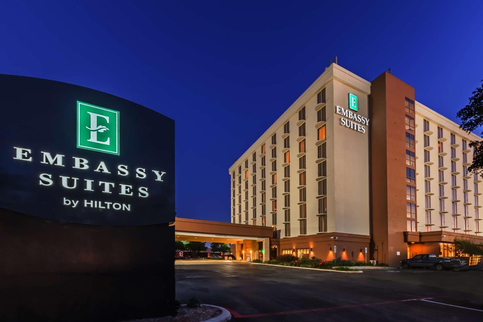 Embassy Suites by Hilton Dallas Market Center featured exterior or lobby in Dallas, TX — similar hotel