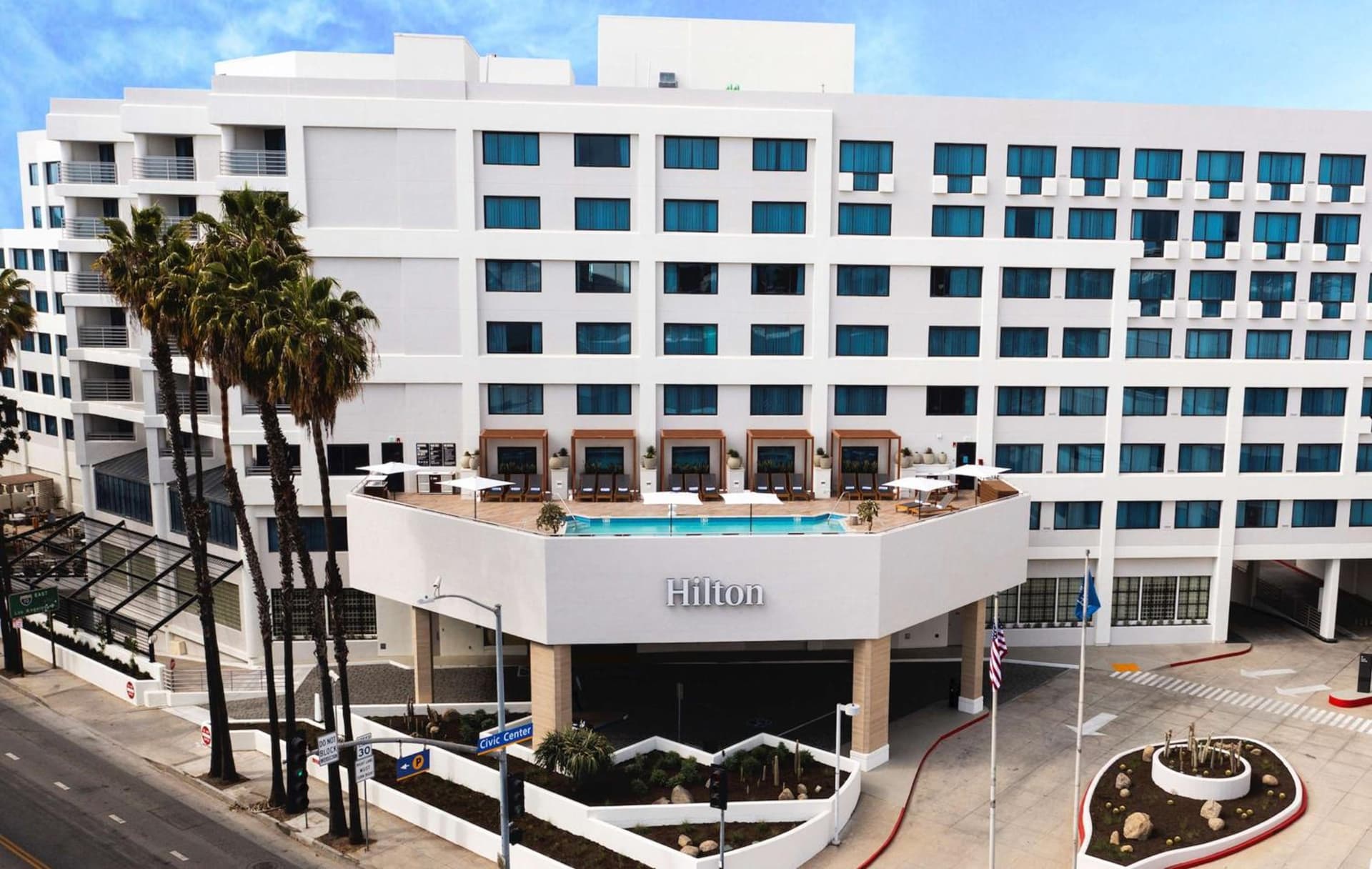 Hilton Santa Monica featured exterior or lobby in Los Angeles, CA — similar hotel