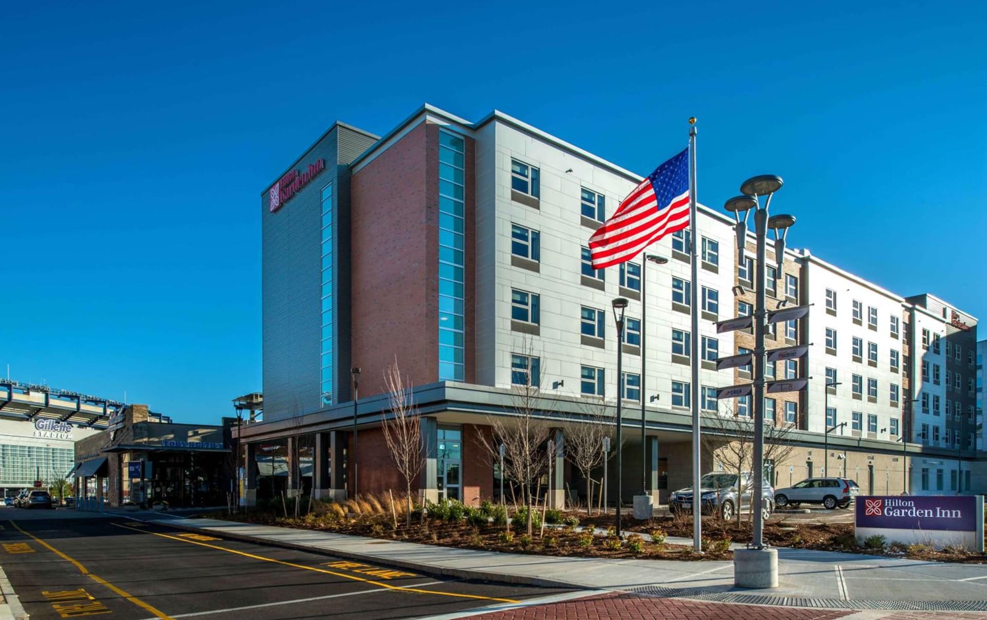 Hilton Garden Inn Foxborough Patriot Place exterior or lobby in Foxborough — main listing photo