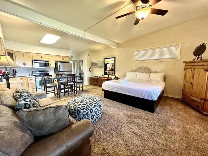 SU13 - Lake view King Studio with full kitchen, deck overlooking Lake Ouachita, king bed and queen sleeper sofa property views in Mount Ida, AR — gallery photo 3