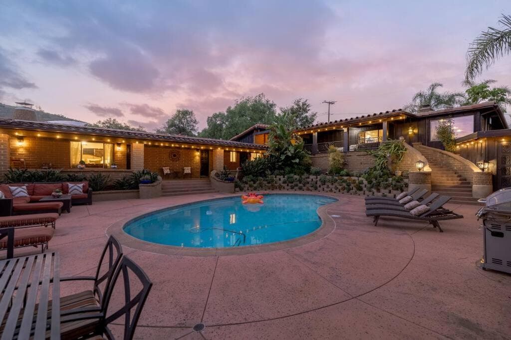 Tropical, Private, Heated pool, Petting zoo! property views in Vista, CA — gallery photo 3