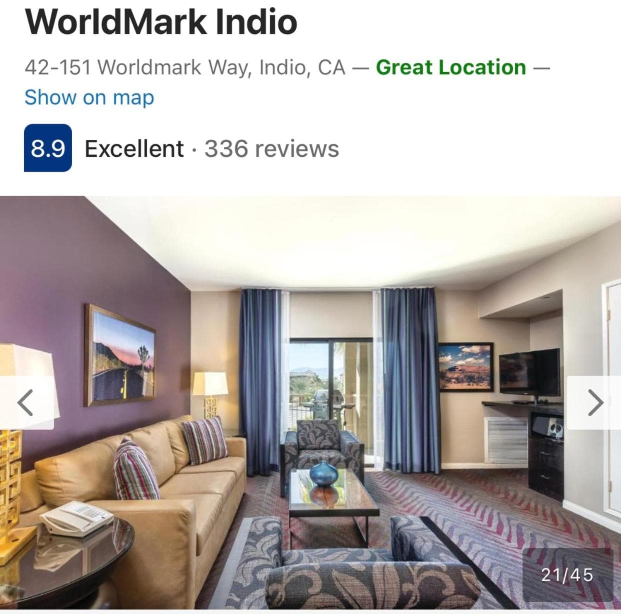 WorldMark Indio property views in Indio, CA — gallery photo 3