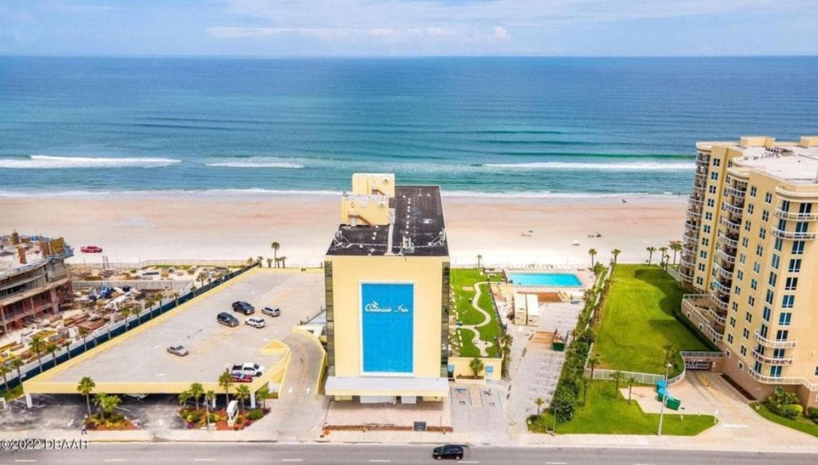 Single, Double or Quad Oceanview Studios - Direct Beach Access, Oceanfront Pool & Tiki featured exterior or lobby in Daytona Beach Shores, FL — similar hotel