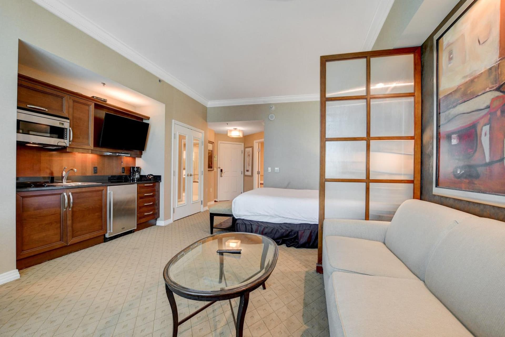 Solstice Studio at MGM Signature Tower 3 BALCONY STRIP VIEW F1 TRACK VIEW gallery photo in Paradise, NV — image 9