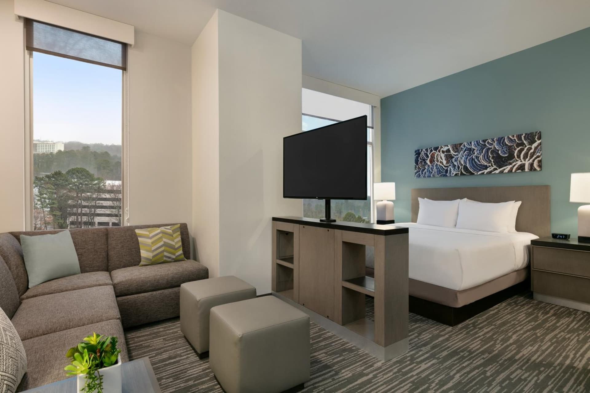 King Studio Suite with Kitchen and Accessible Tub - Disability Access at Hyatt House Atlanta Perimeter Center in Atlanta, GA