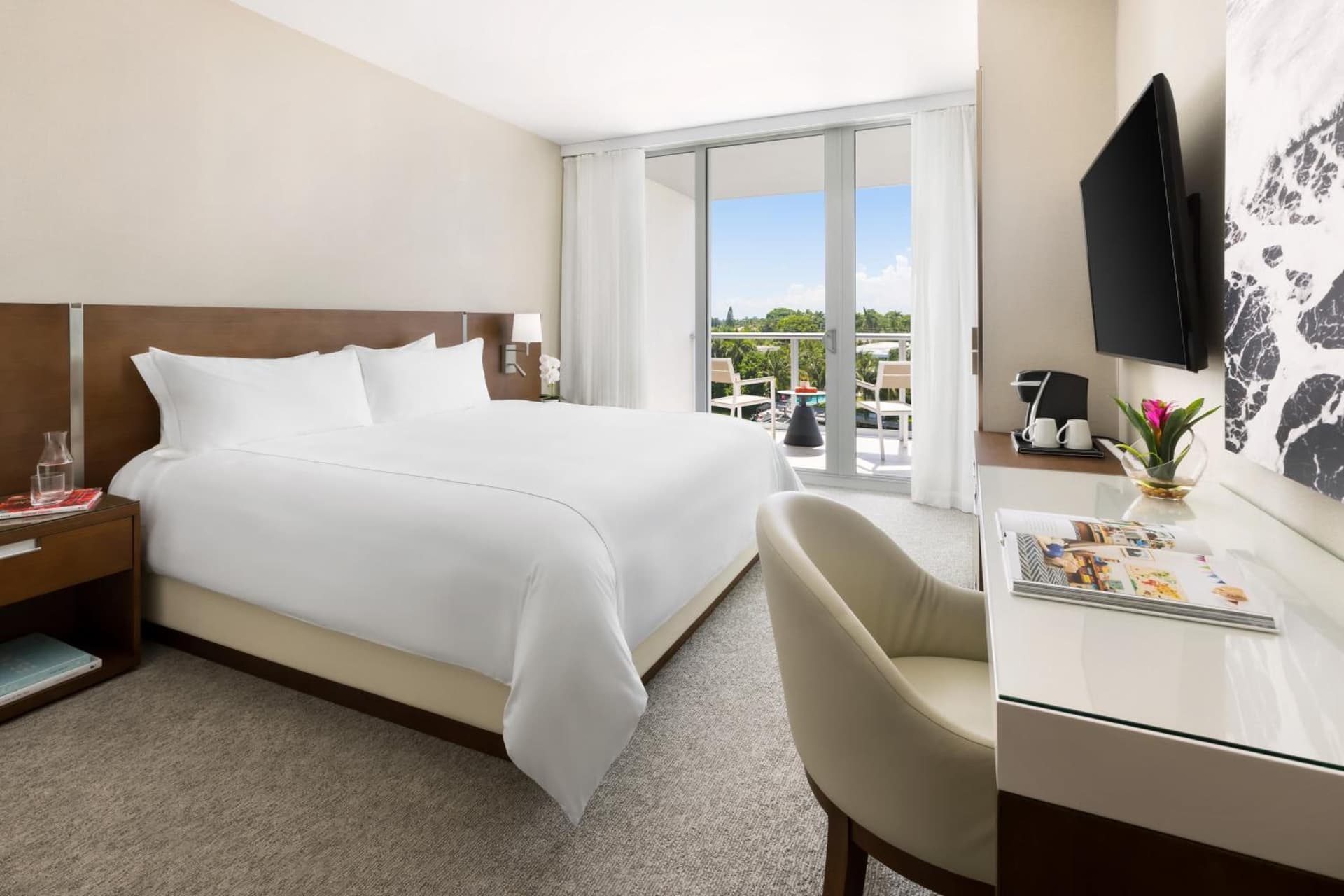 Deluxe King Room with Balcony at The Altair Bay Harbor Hotel in Miami Beach, FL