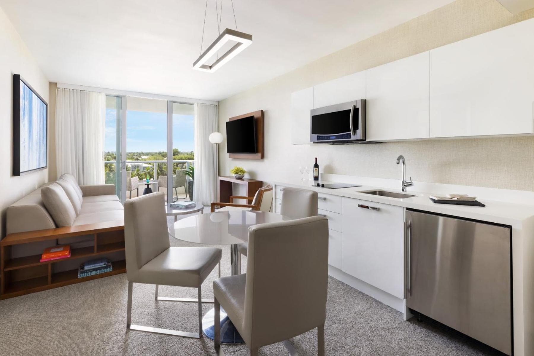 One Bedroom King Suite with Balcony Water Views at The Altair Bay Harbor Hotel in Miami Beach, FL