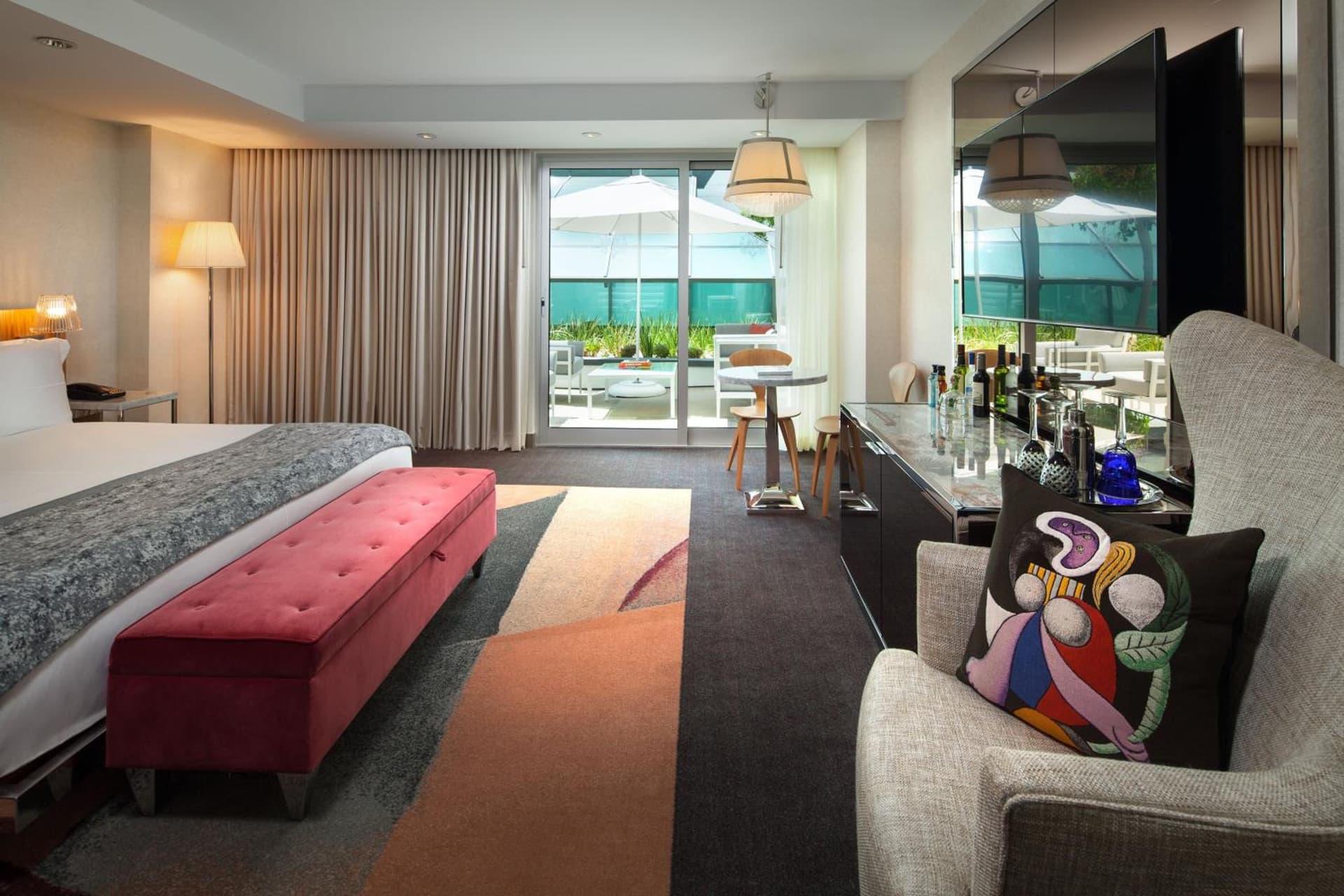 Terrace Room, Guest room, King, Garden view at SLS Hotel, a Luxury Collection Hotel, Beverly Hills in Los Angeles, CA