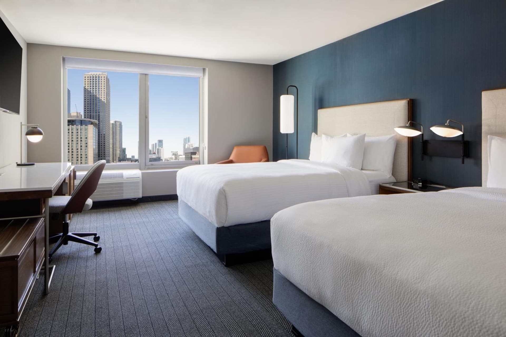 Queen Room with Two Queen Beds and Adapted Tub - Mobility Accessible at Courtyard by Marriott Chicago Downtown/River North in Chicago, IL