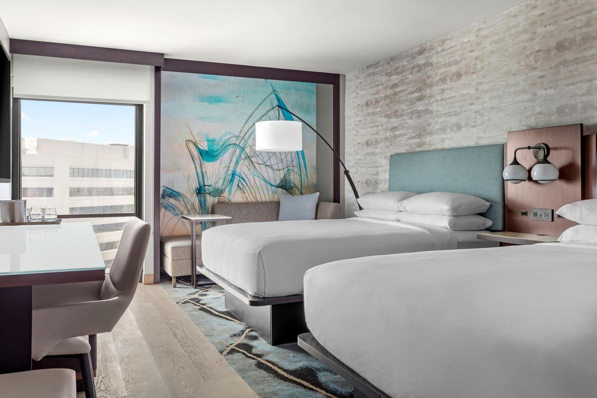 Queen Room with Two Queen Beds and Roll-in Shower - Mobility Accessible at Marriott San Antonio Airport in San Antonio, TX