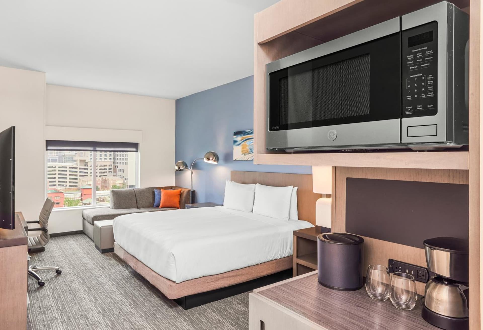 Den King Room with Roll-in Shower - Disability Access at Hyatt House Houston Medical Center in Houston, TX