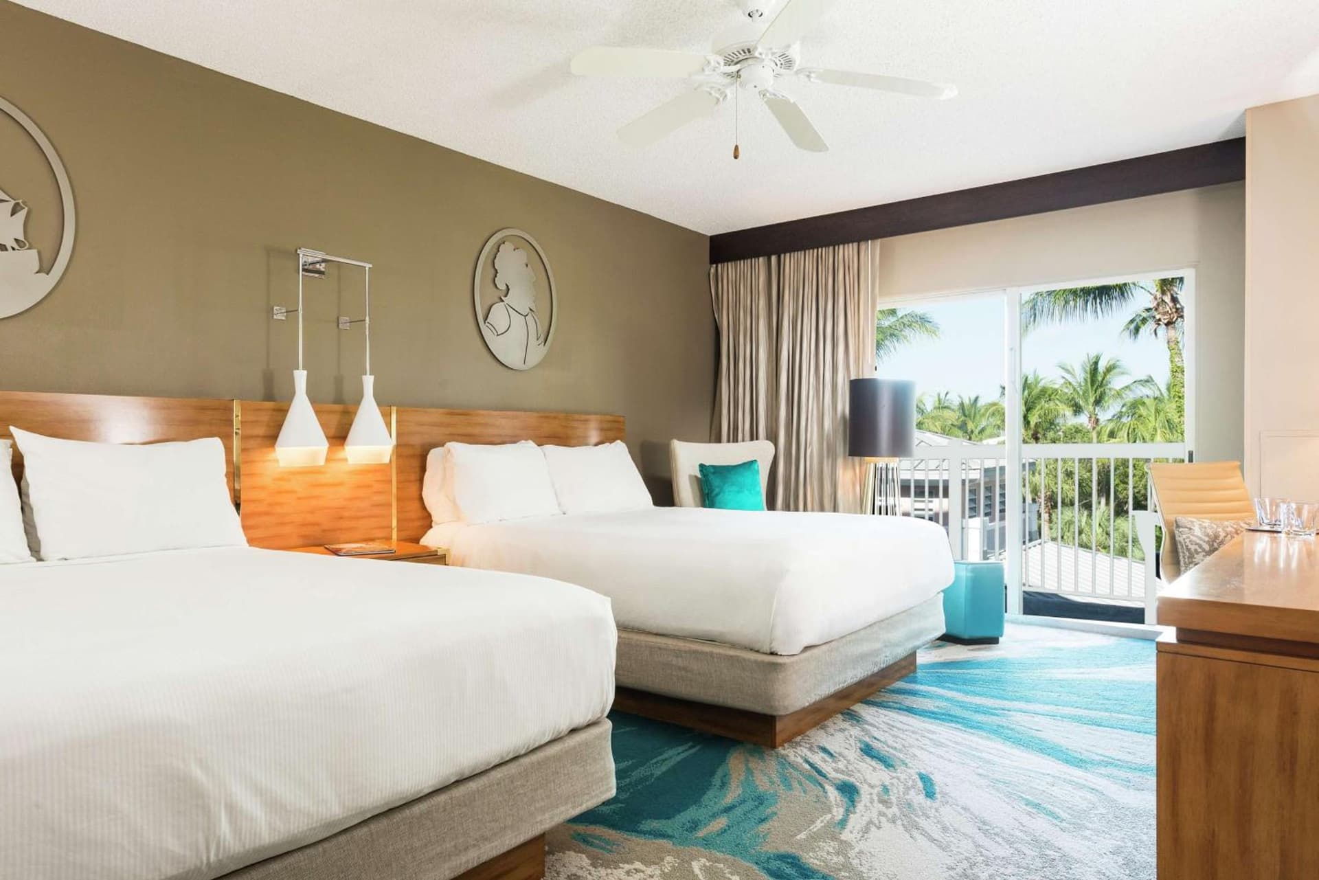 Queen Room with Two Queen Beds with Pool View and Balcony at DoubleTree by Hilton Grand Key Resort in Key West, FL