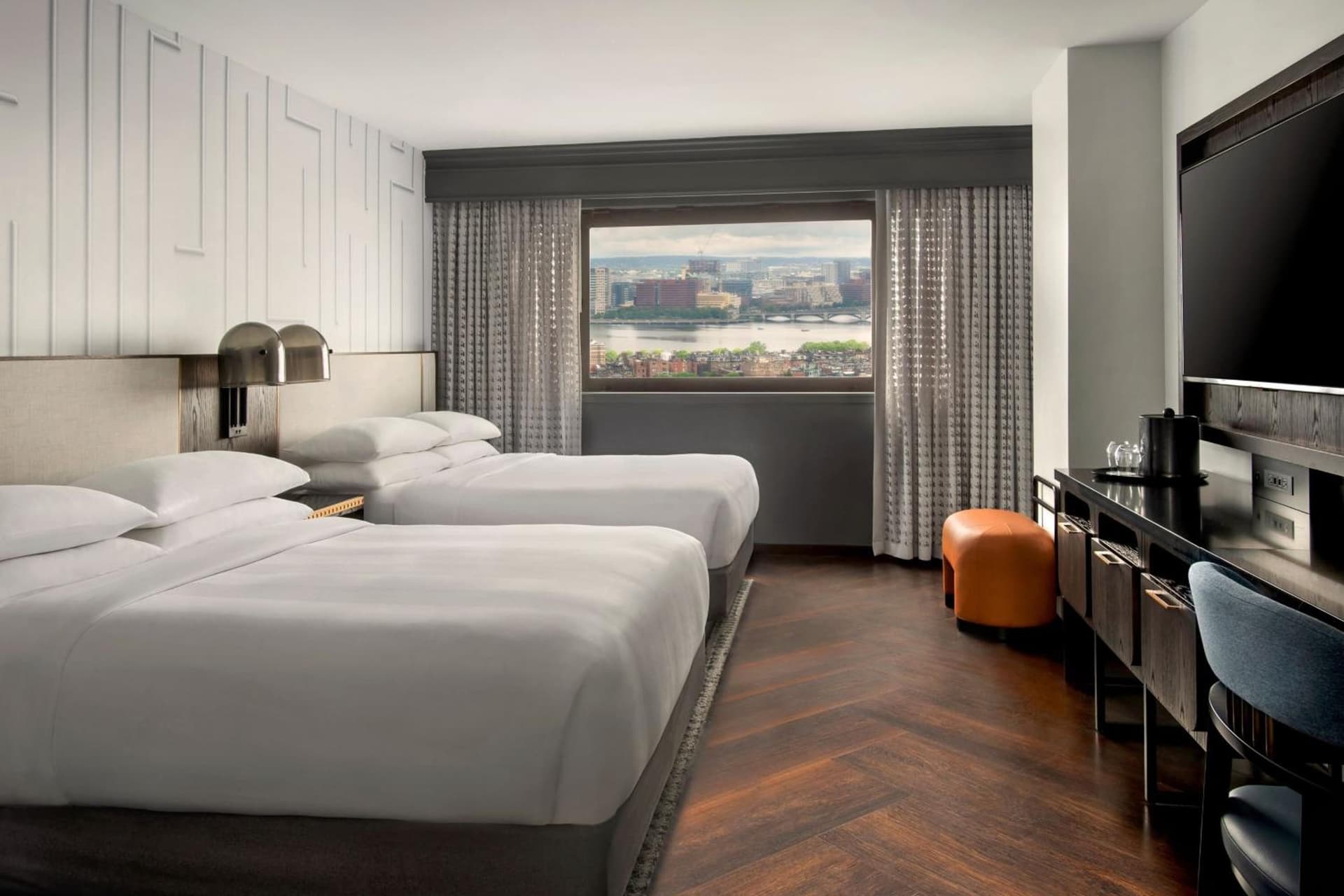 Double Room with Two Double Beds, River View and Roll-in Shower - Mobility and Hearing Accessible at Boston Marriott Copley Place in Boston, MA