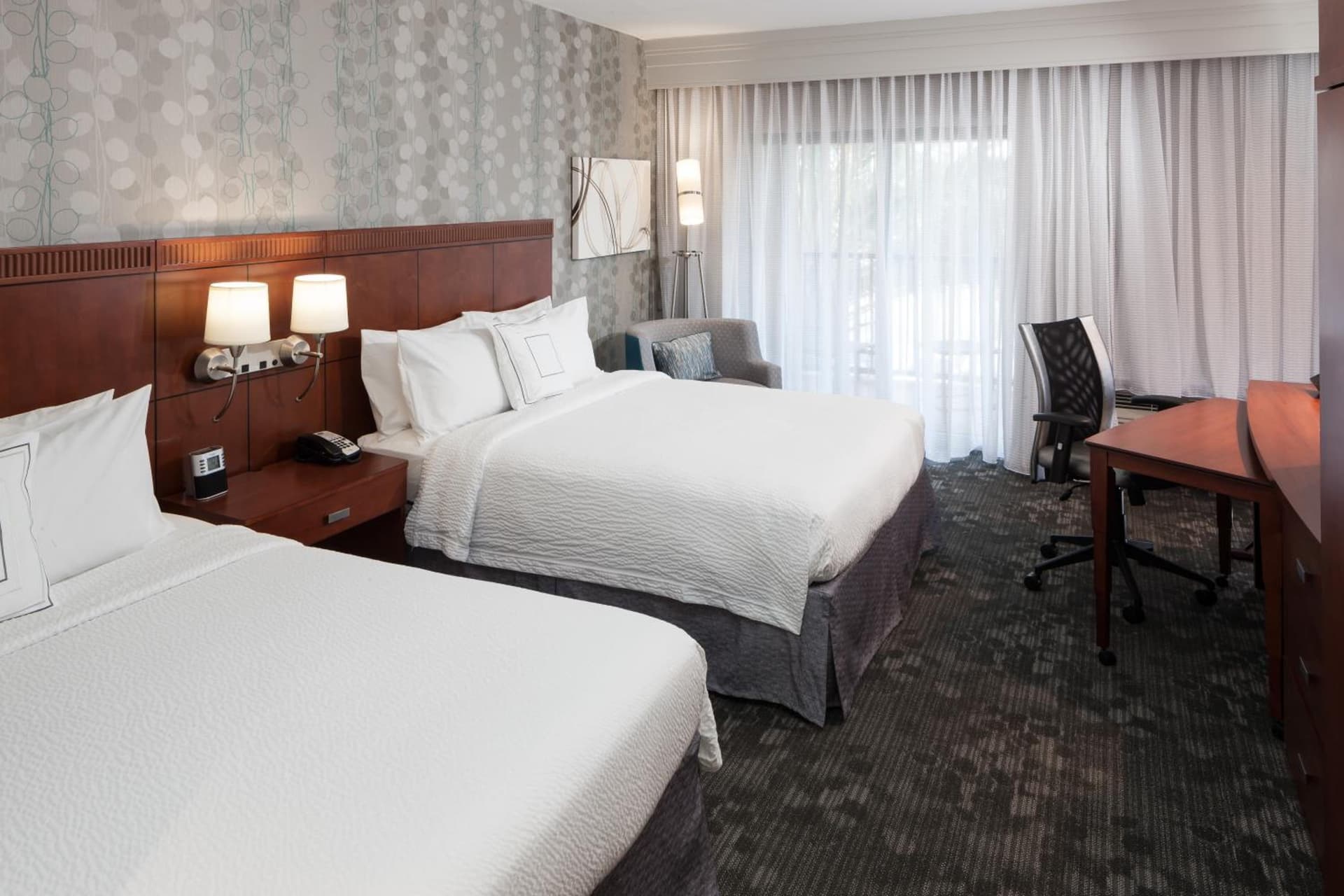 Guest room, 2 Queen Beds, Balcony  at Courtyard by Marriott Miami at Dolphin Mall in Miami, FL