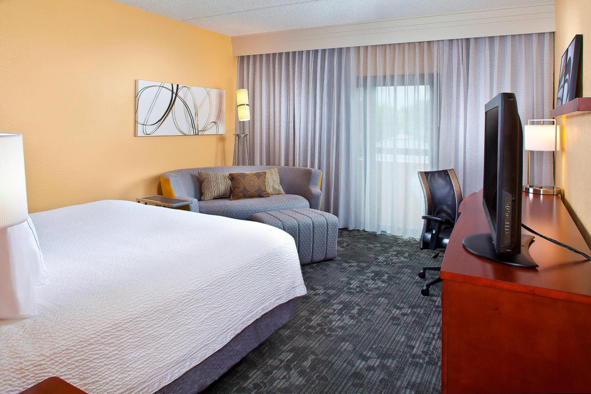 King Room with Sofa Bed and Adapted Tub - Mobility and Hearing Accessible at Courtyard Miami Airport West Doral in Miami, FL