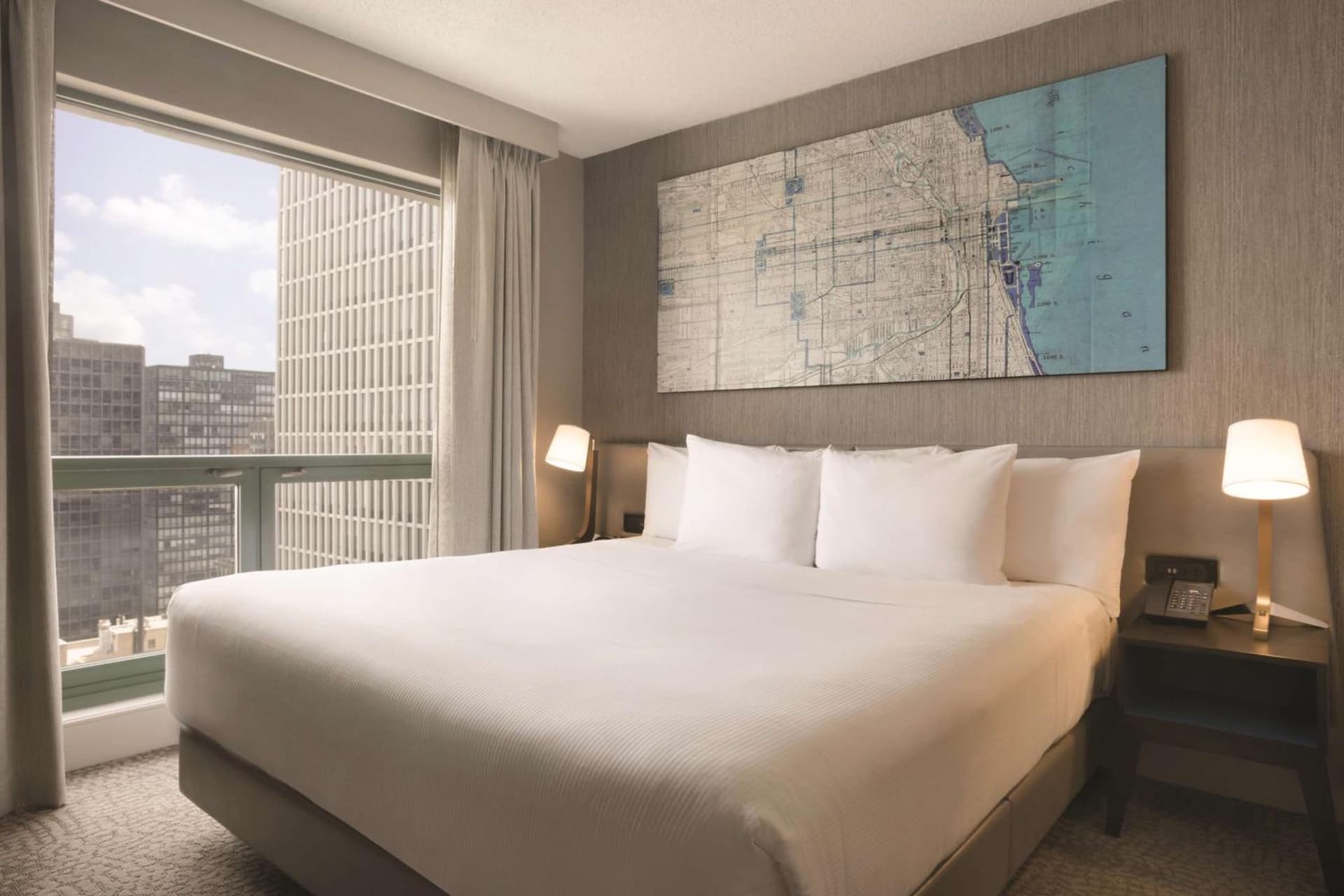 Superior One-Bedroom King Suite with Lake View - High Floor at Hilton Chicago Magnificent Mile Suites in Chicago, IL
