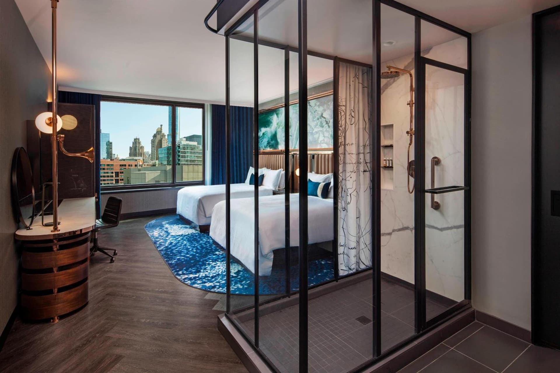 Queen Room with Two Queen Beds- City View at Hotel EMC2, Autograph Collection in Chicago, IL