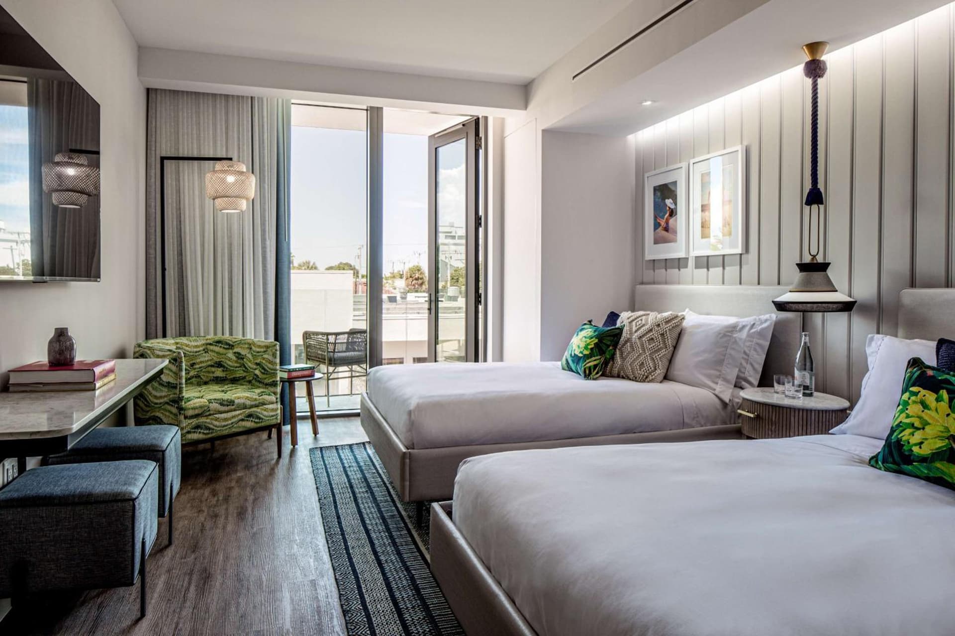Queen Room with Two Queen Beds and Balcony - Hearing Accessible at The Ray Hotel Delray Beach, Curio Collection By Hilton in Delray Beach, FL