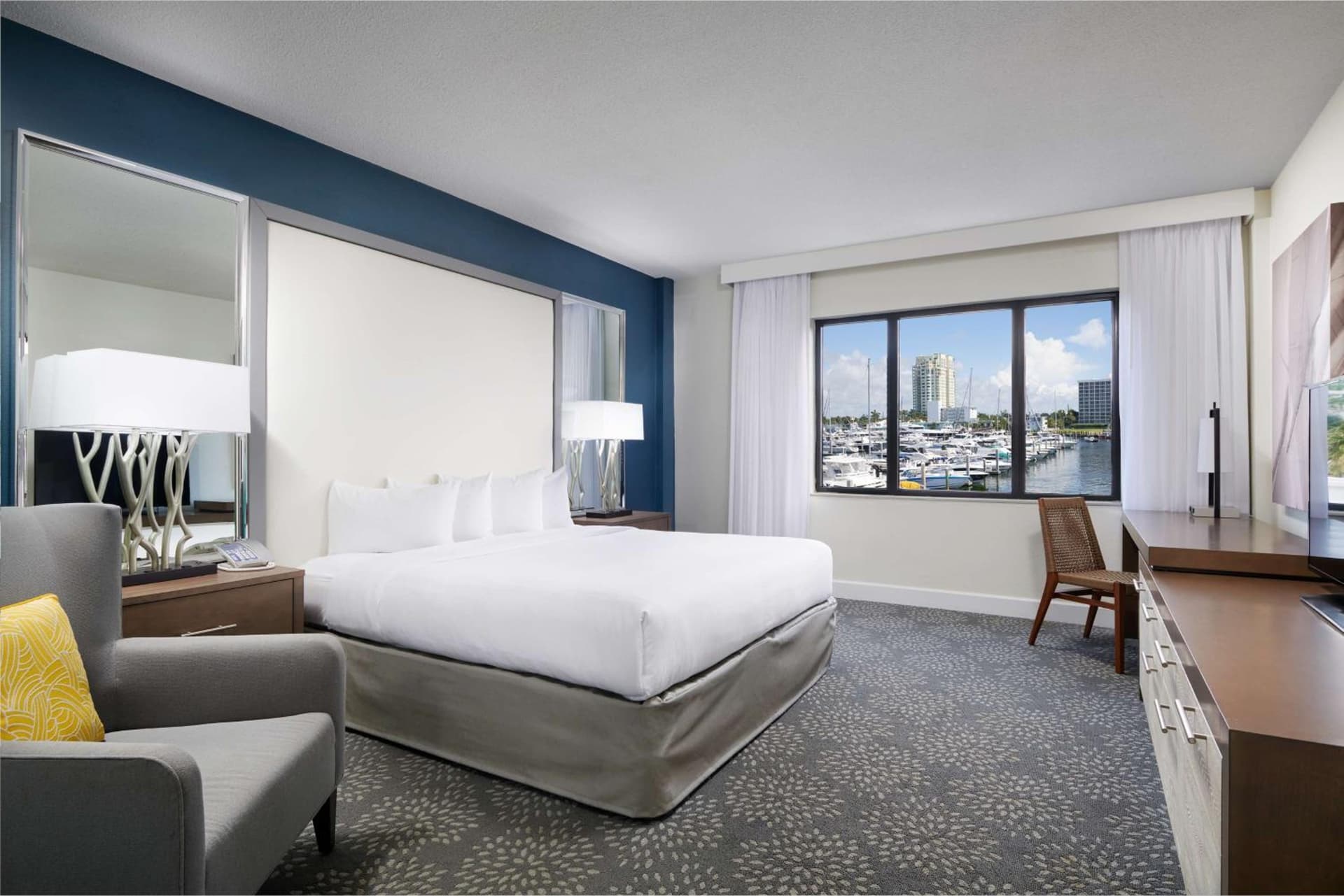 King Room with One King Bed and Marina View - Marina Building at Bahia Mar Fort Lauderdale Beach - DoubleTree by Hilton in Fort Lauderdale, FL