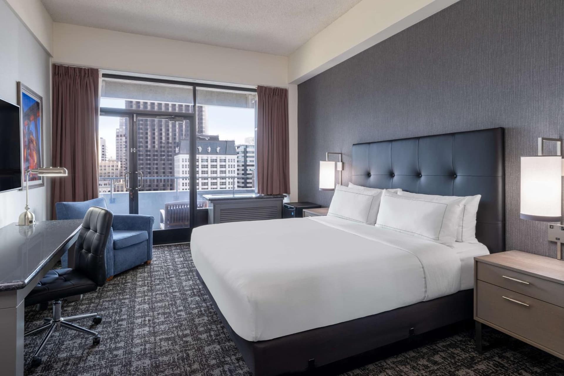 King Room with Balcony at Hilton San Francisco Financial District in San Francisco, CA