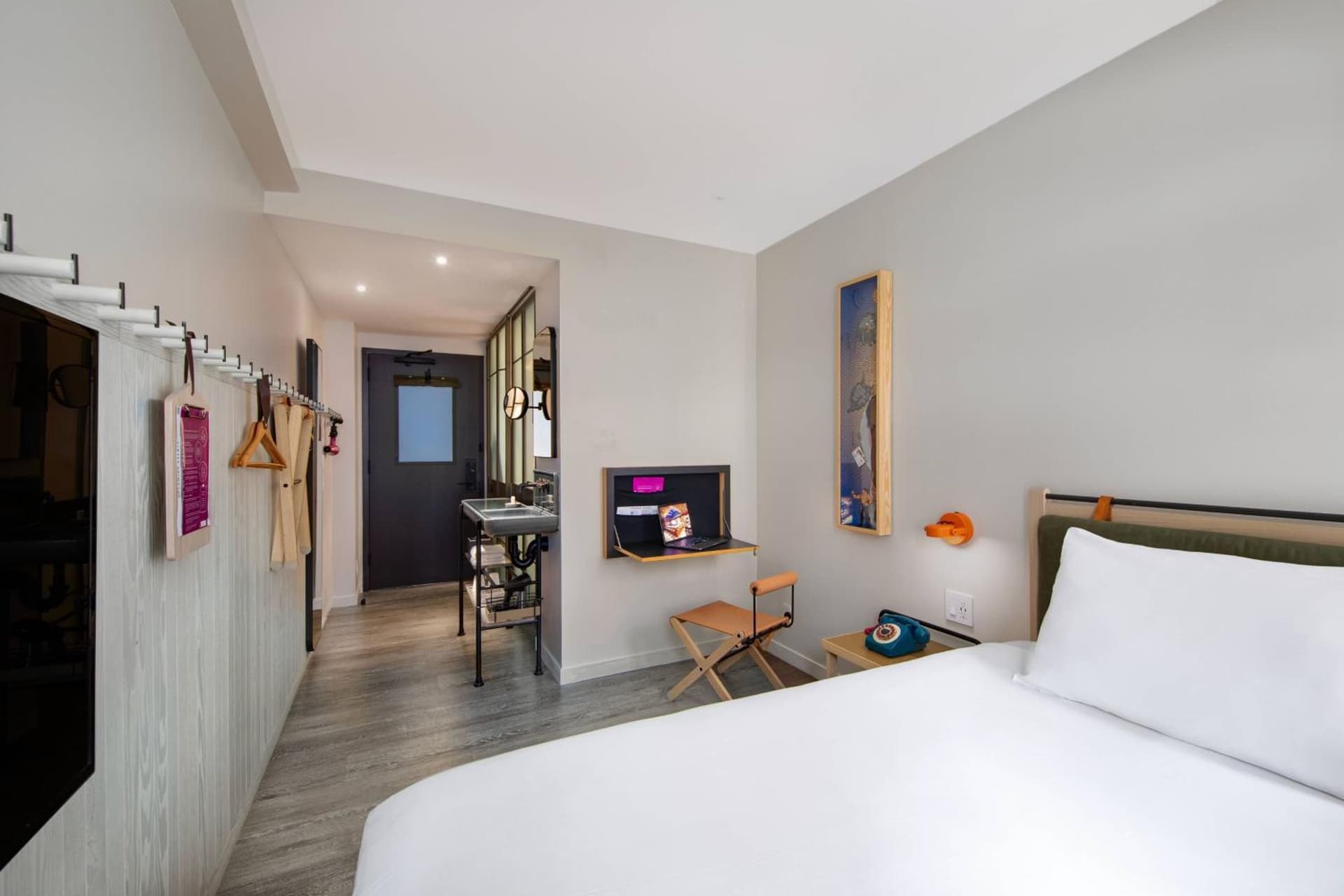 Queen, Guest room, 1 Queen (Mobility and Hearing Accessible w/Roll-in Shower) at Moxy NYC Times Square in New York, NY