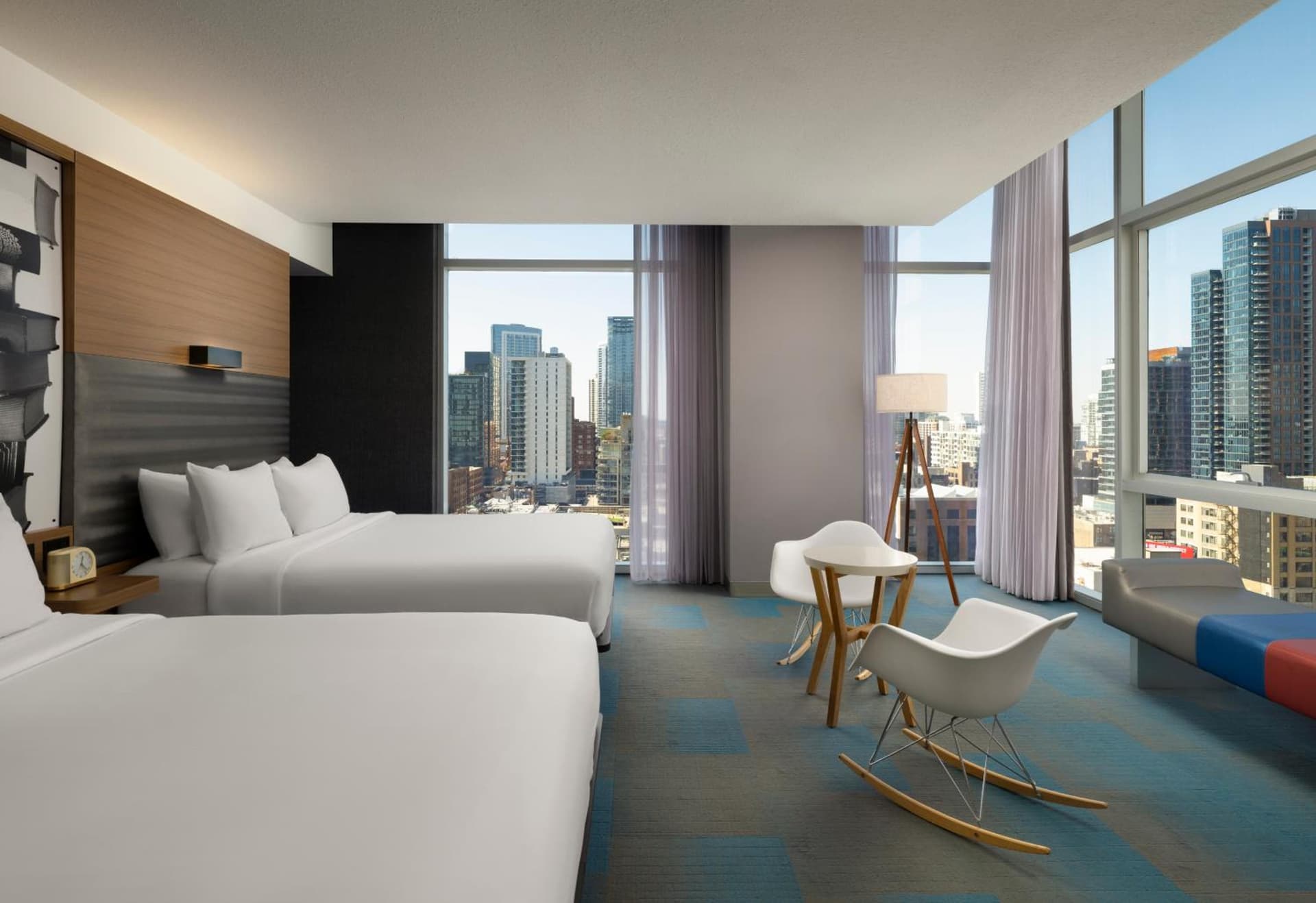 Corner Room with Two Queen Beds at Aloft Chicago Downtown River North in Chicago, IL