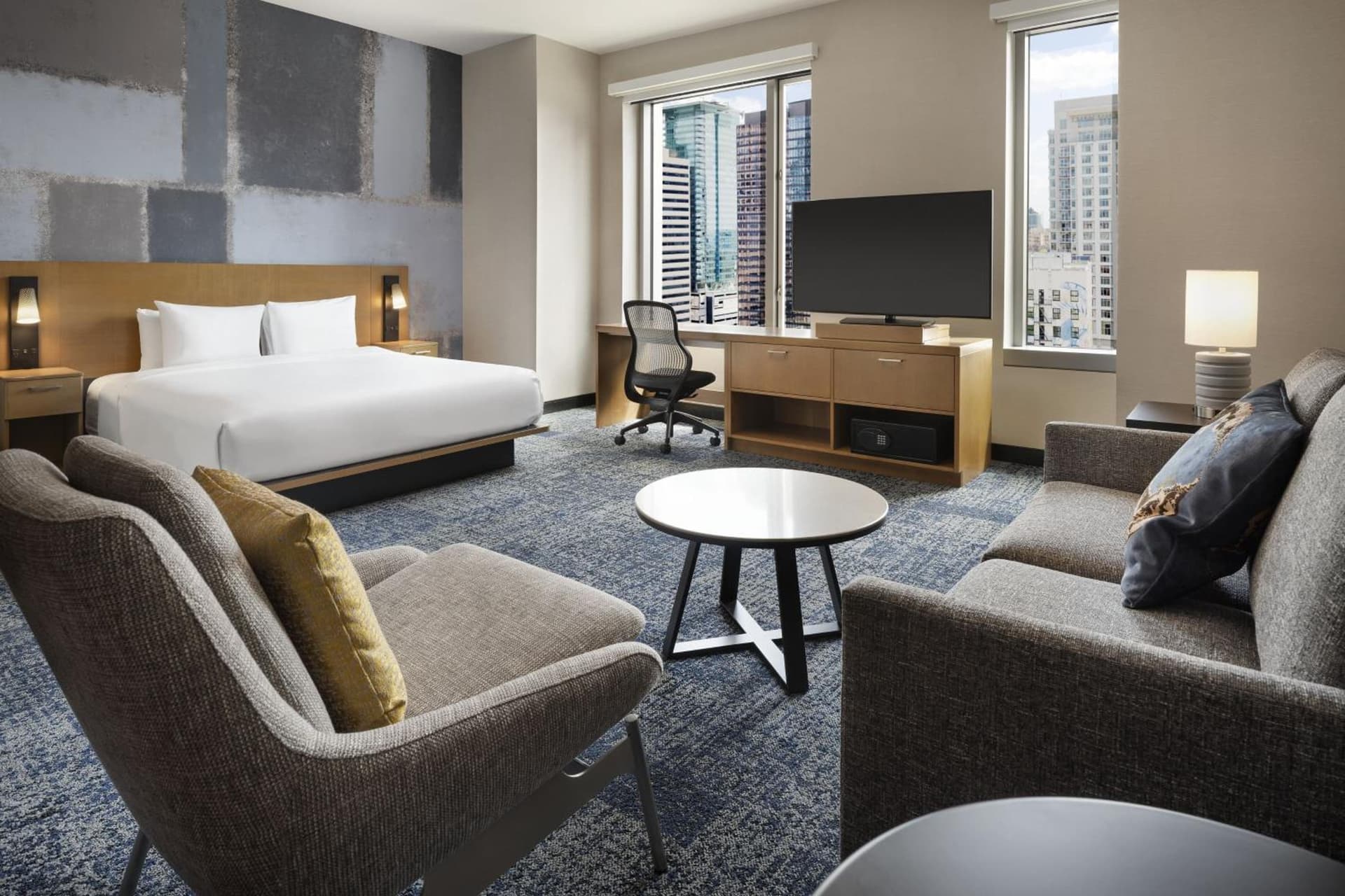 Executive King Room with Sofa Bed and Adapted Tub - Mobility Accessible at Courtyard by Marriott Los Angeles L.A. LIVE in Los Angeles, CA