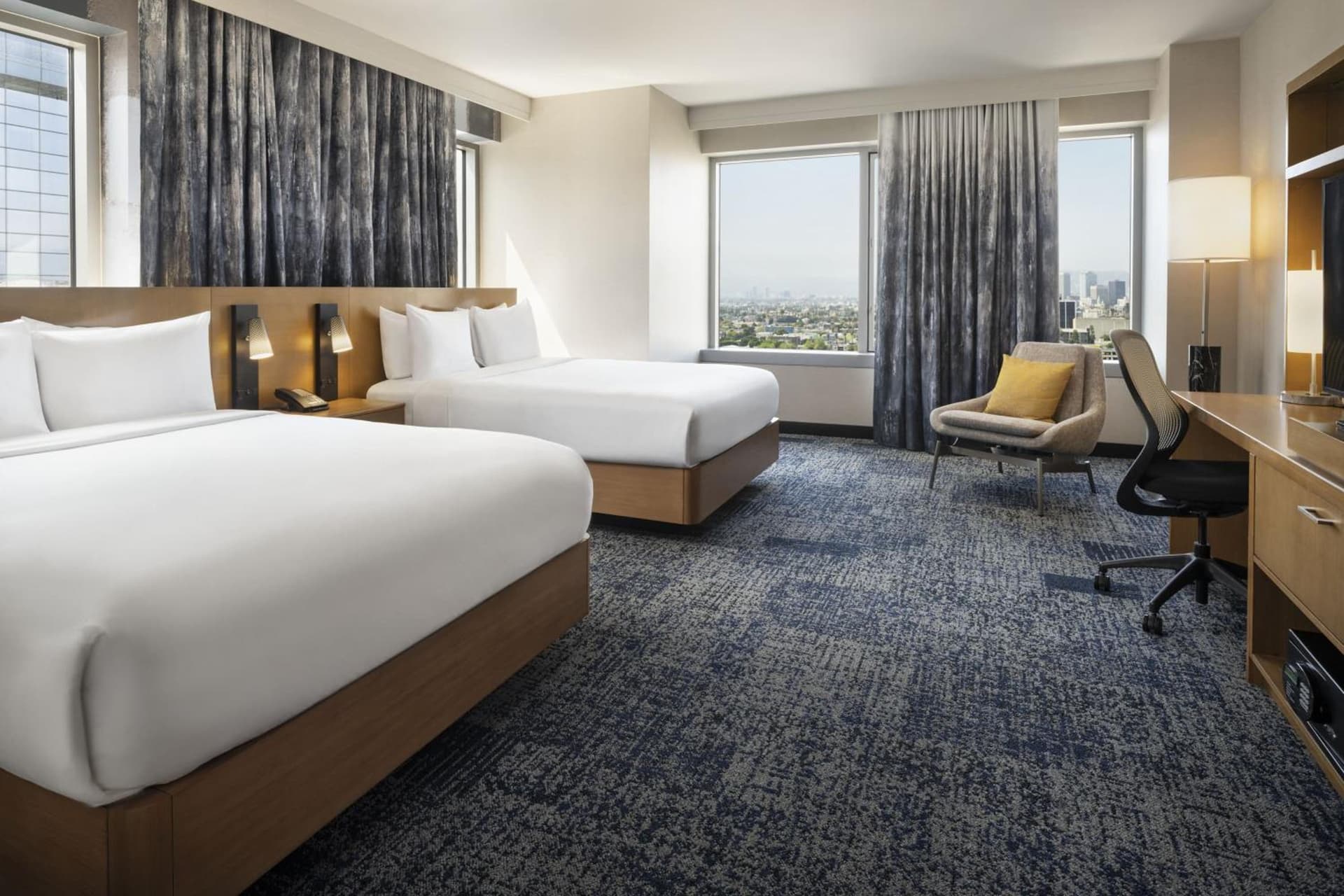 Corner Queen Room with Two Queen Beds at Courtyard by Marriott Los Angeles L.A. LIVE in Los Angeles, CA