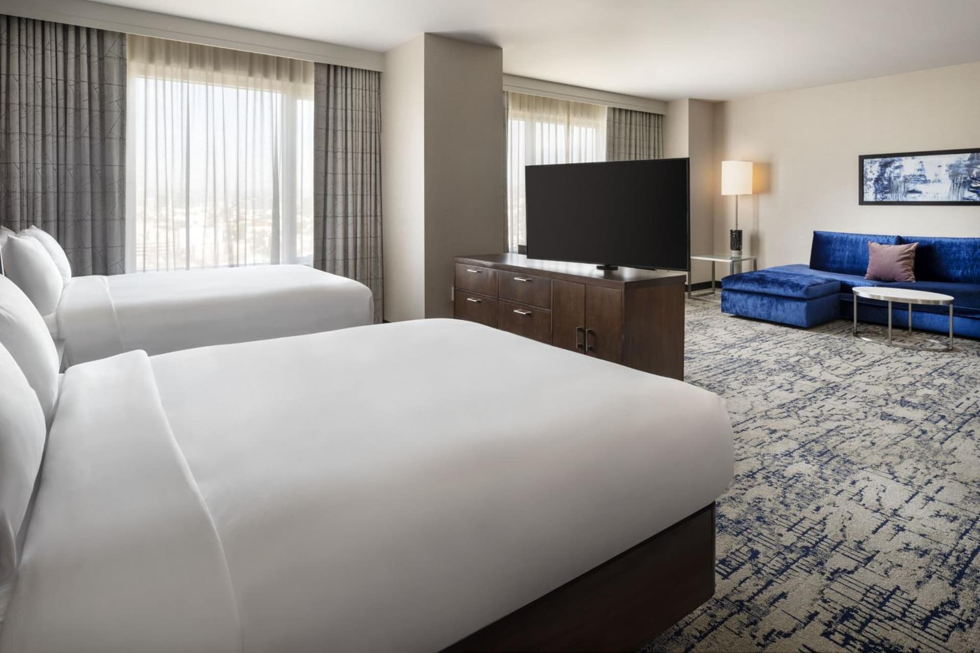 Large Studio with Two Queen Beds and Sofa Bed at Residence Inn by Marriott Los Angeles L.A. LIVE in Los Angeles, CA