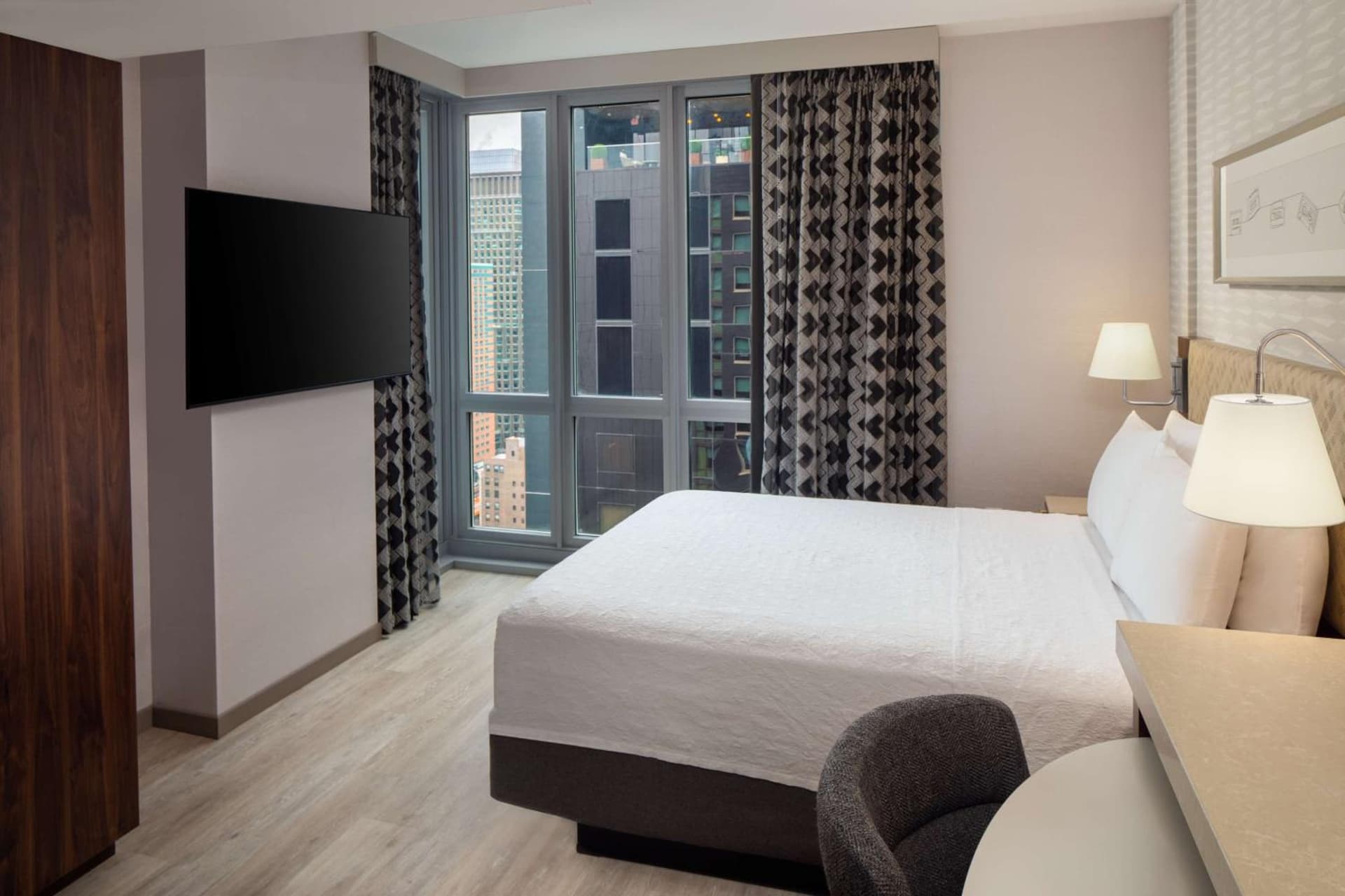 Corner Queen Studio with City View at Home2 Suites By Hilton New York Times Square in New York, NY