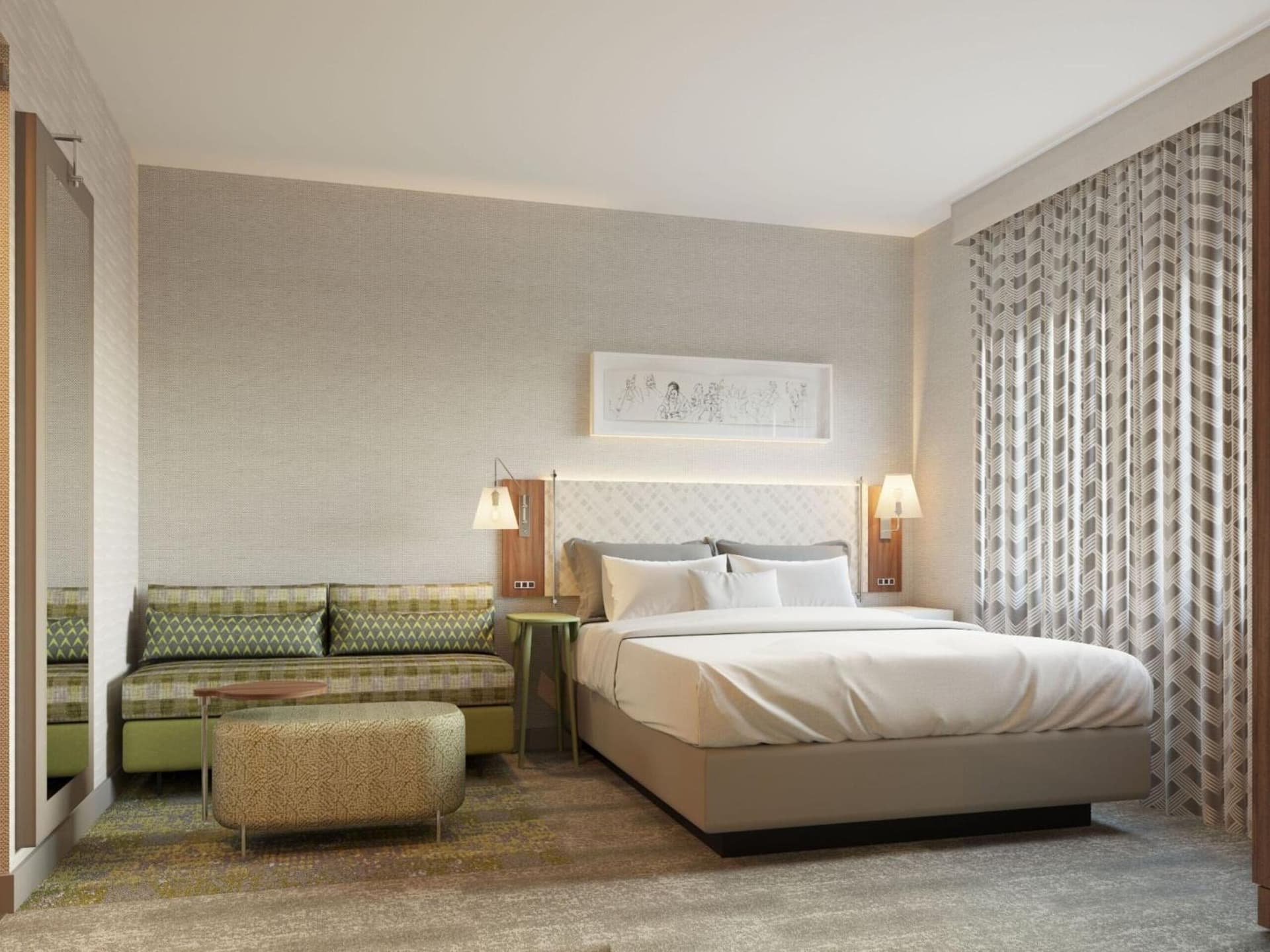 Corner Queen Room with Roll-In Shower - Mobility Access at Home2 Suites By Hilton New York Times Square in New York, NY