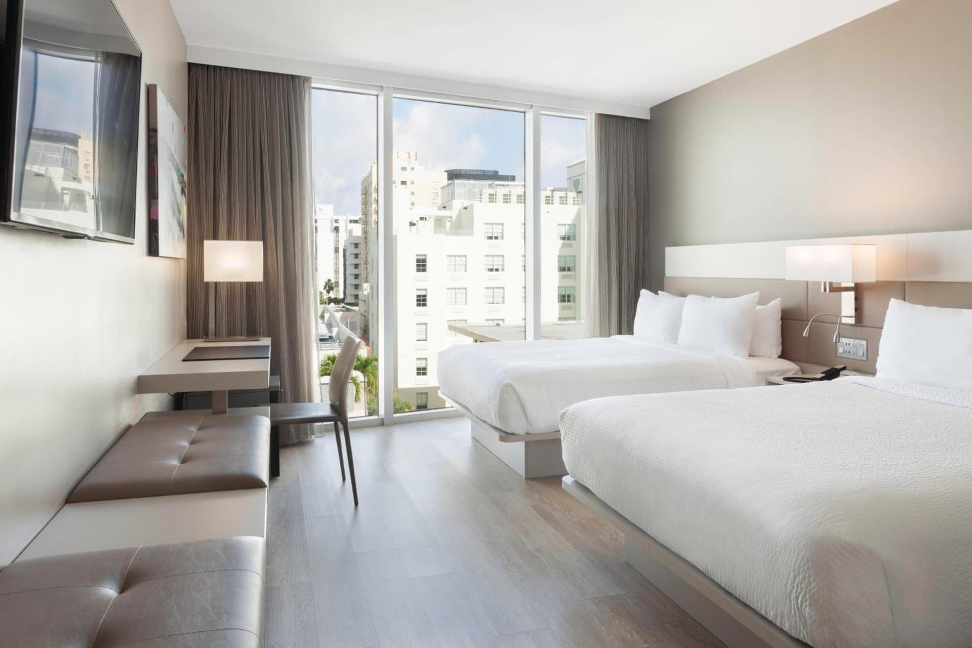 Queen Room with Two Queen Beds with City View  at AC Hotel by Marriott Miami Beach in Miami Beach, FL