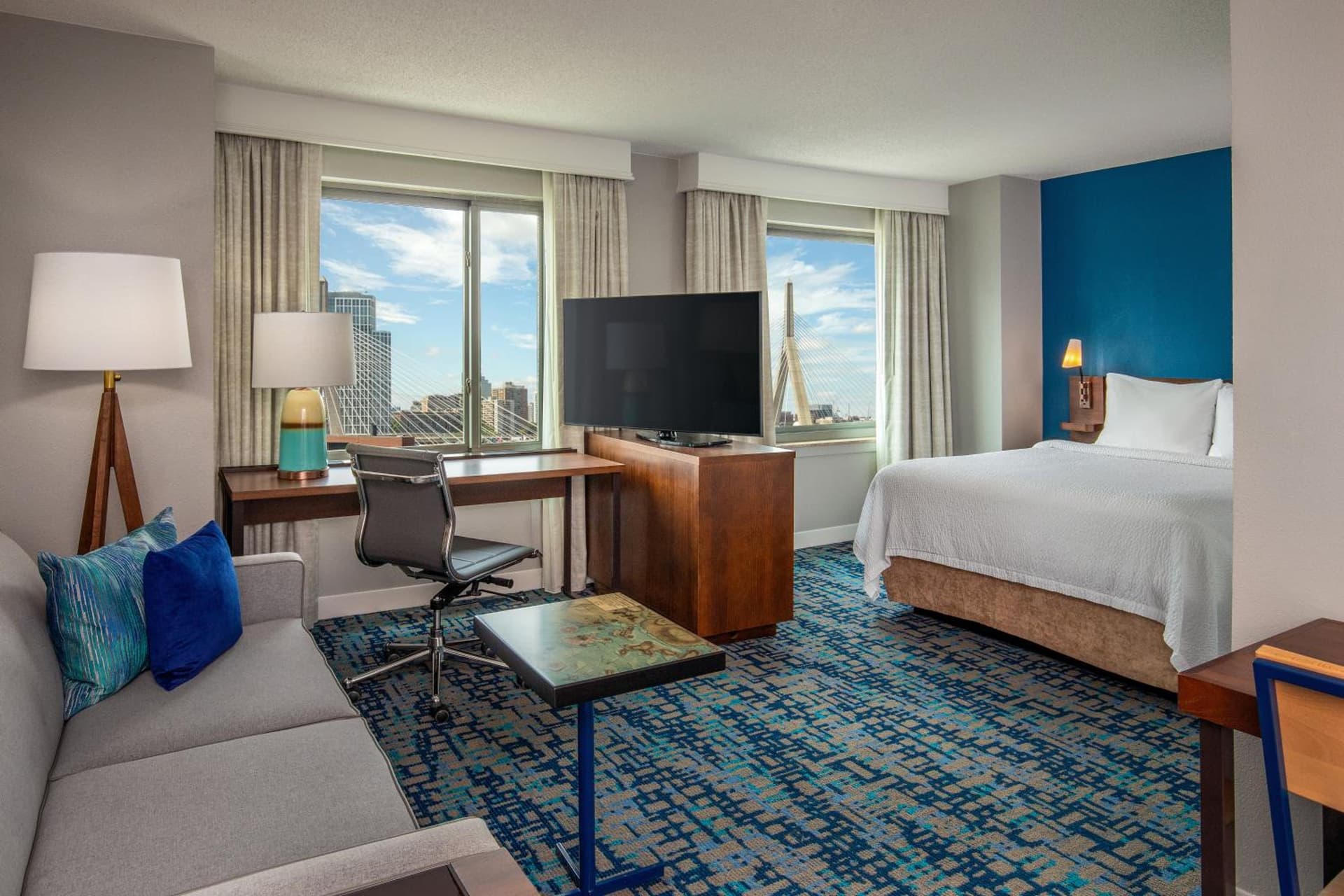 Queen Studio with Sofa Bed at Residence Inn by Marriott Boston Harbor on Tudor Wharf in Boston, MA