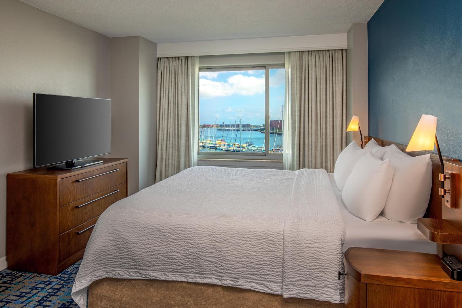 One-Bedroom King Suite with View at Residence Inn by Marriott Boston Harbor on Tudor Wharf in Boston, MA