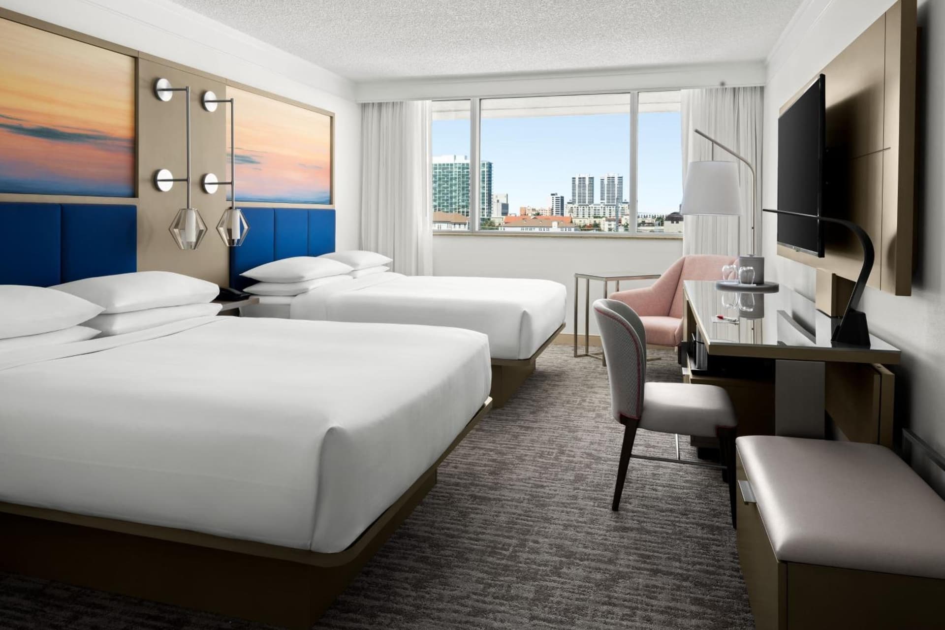 Guest Room with Two Double Beds at West Palm Beach Marriott in West Palm Beach, FL