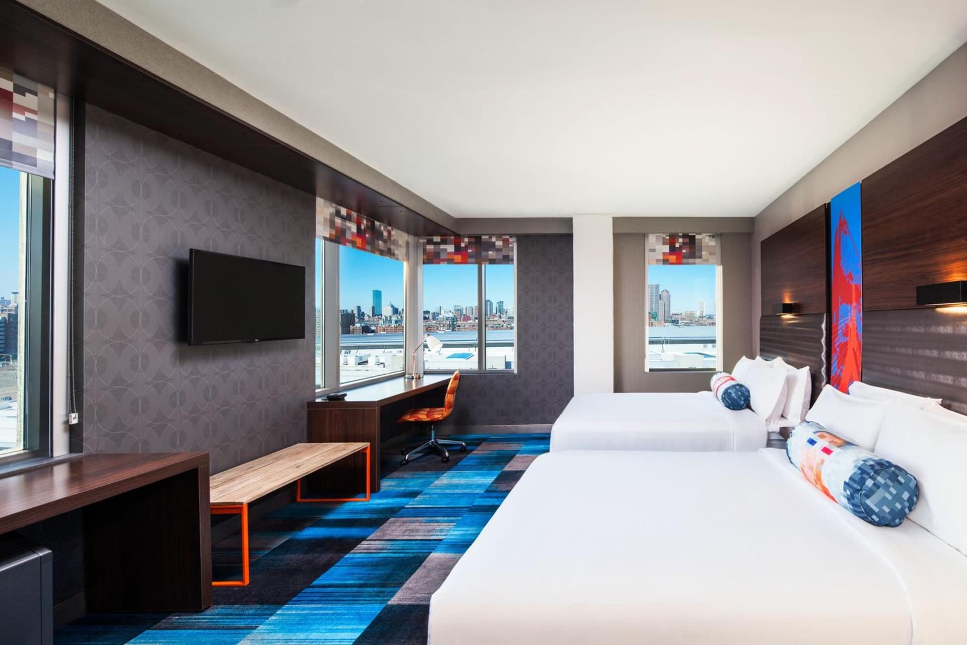 Breezy 2 Queen Beds, Larger Guest room at Aloft Boston Seaport District in Boston, MA