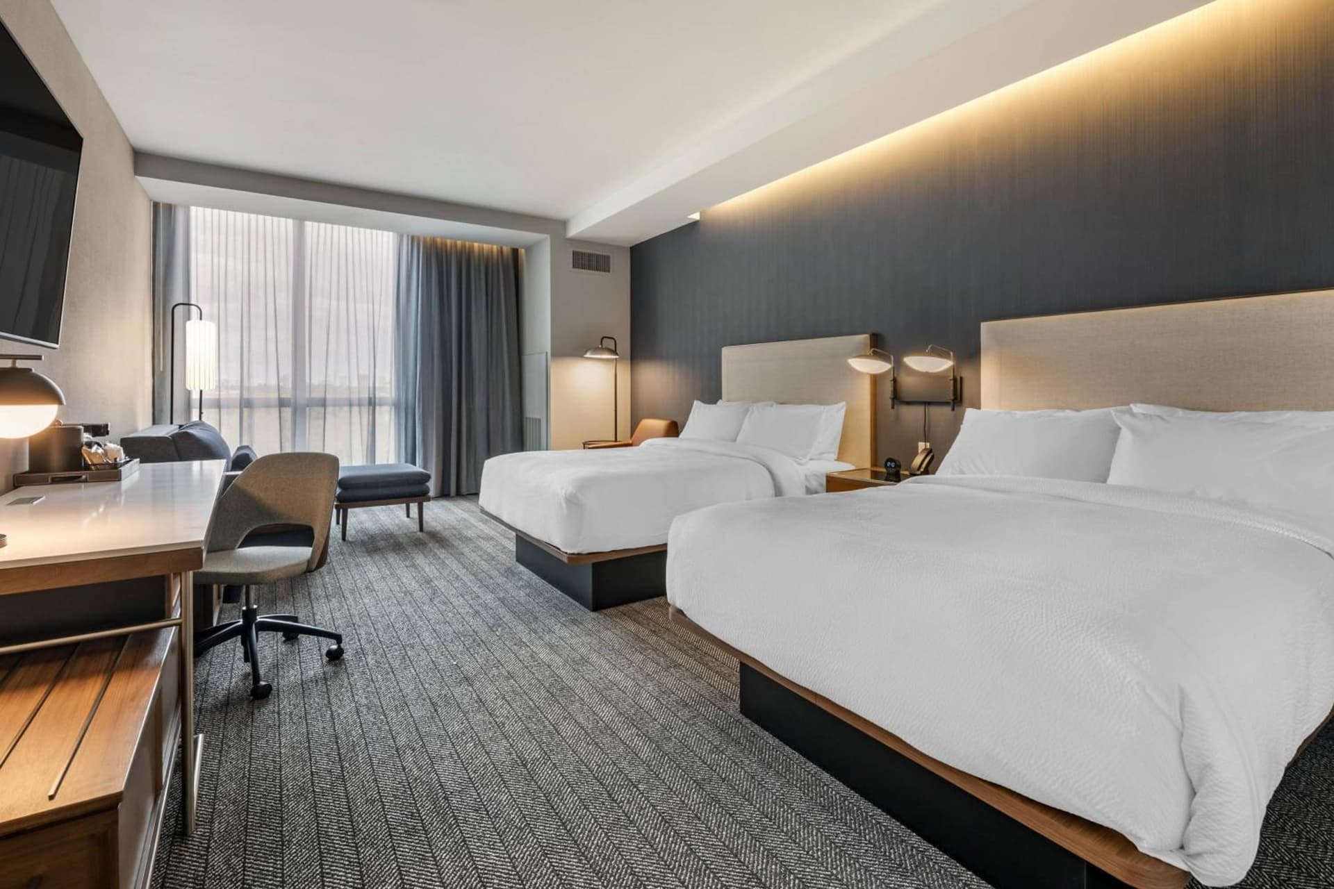 Queen Room with Two Queen Beds and Sofa Bed - Hearing Accessible at Courtyard by Marriott Fort Lauderdale Downtown in Fort Lauderdale, FL